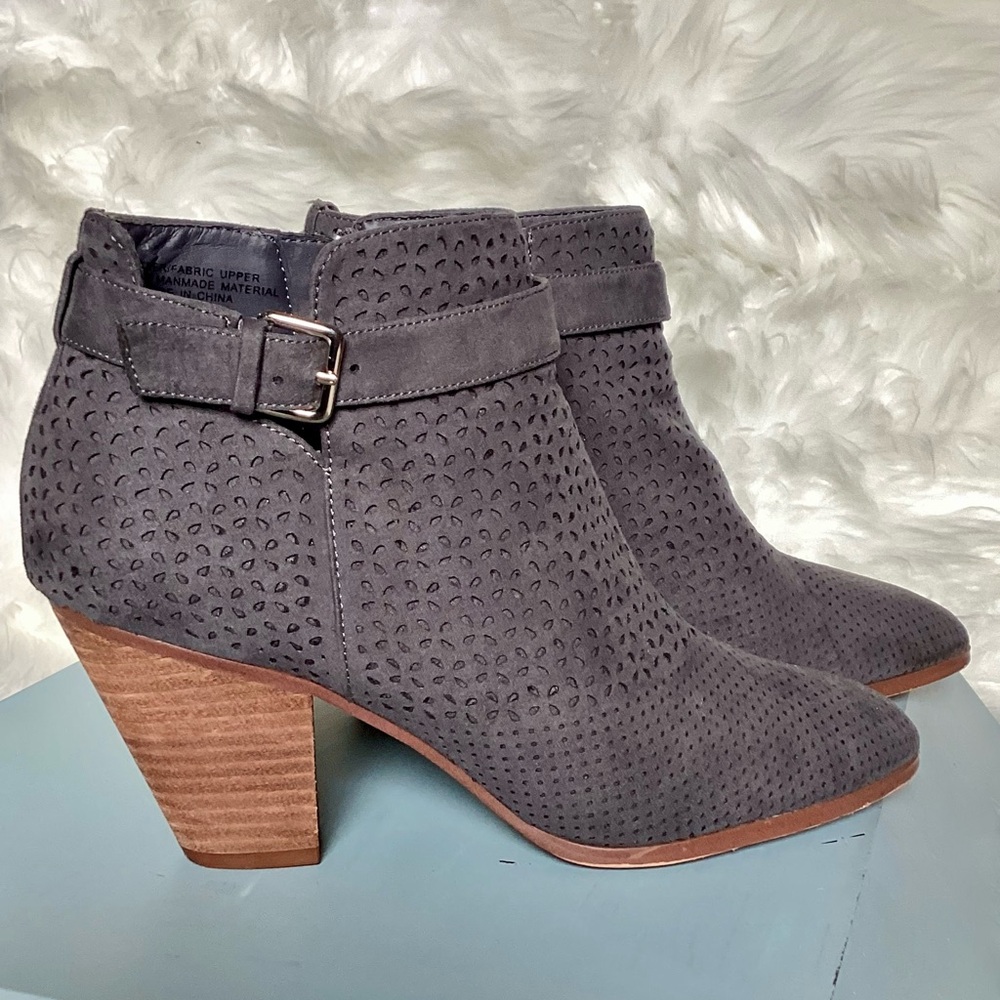 Gray Perforated Ankle Boots “Jodie” by Violet & Red